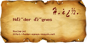Héder Ágnes névjegykártya